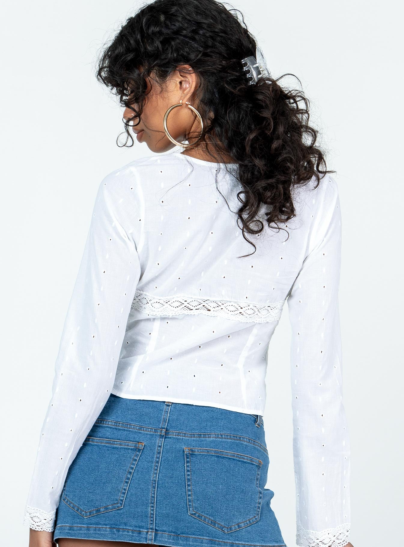 product Princess Polly Full Sleeves V-Neck  Dominico Shirt Ivory