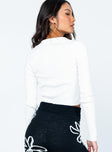 back view of model wearing Princess Polly Emberly Long Sleeve Top White 