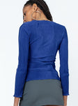 Long sleeve top Princess Polly Exclusive 100% polyester Pleated material Deep neckline Button front fastening