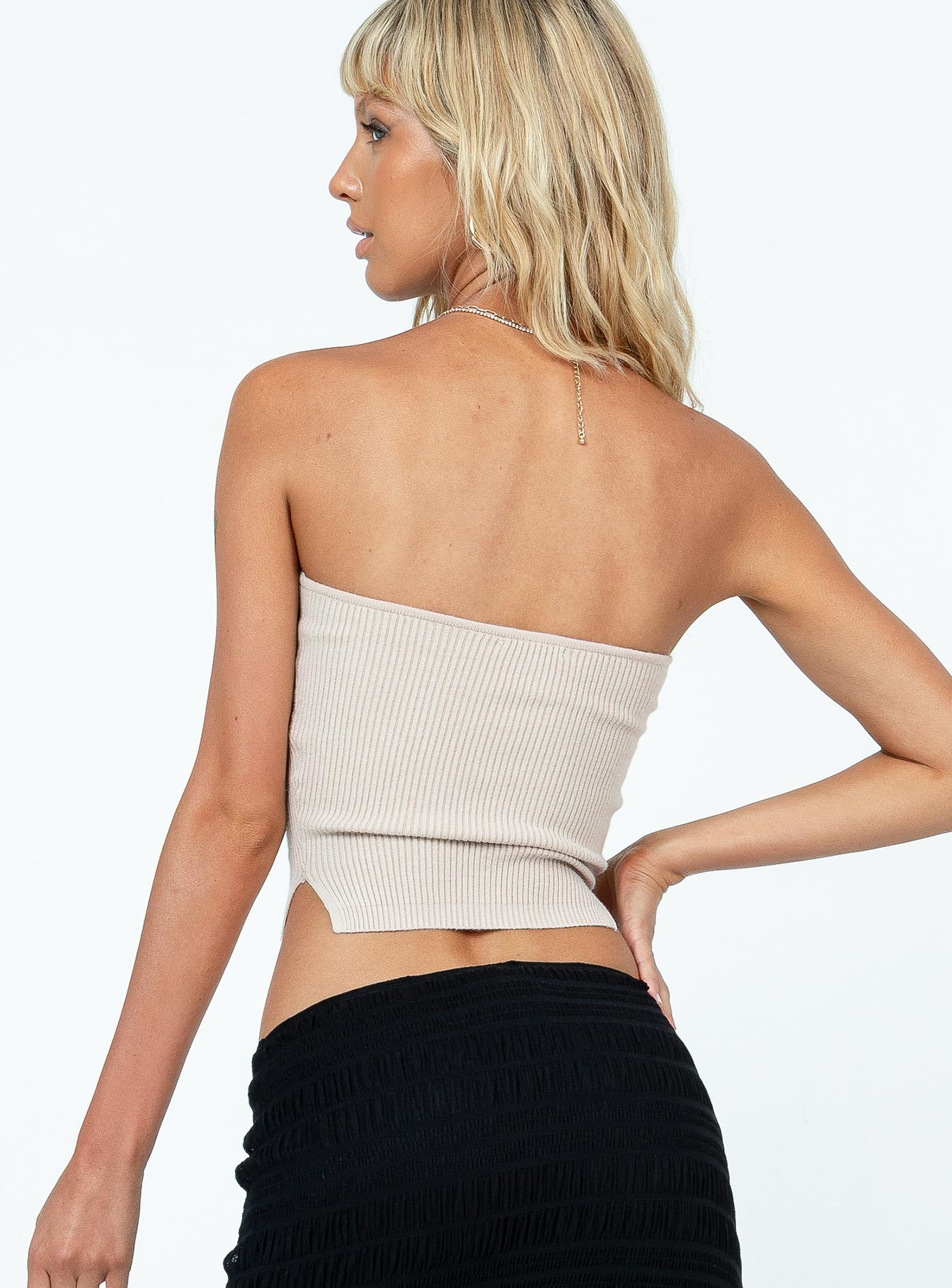 product Princess Polly Sleeveless Asymmetric Neckline  Mai Top Beige