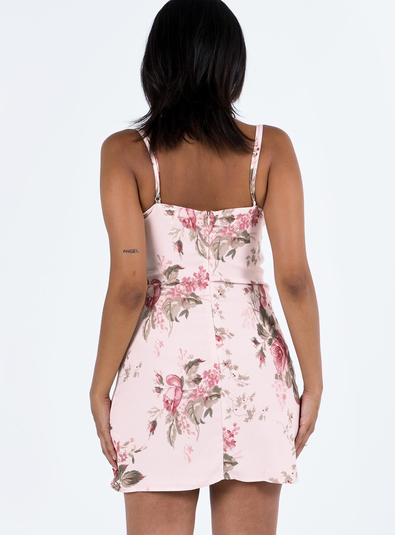 Agnola Lace Trim Mini Dress Pink Multi