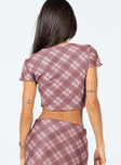 Princess Polly  Motel Tiney Top Pink Blurred Check