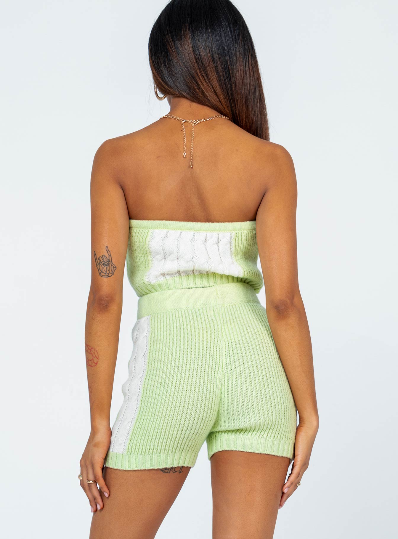 Cal Cable Knit Shorts Green