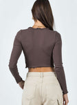 product Princess Polly Full Sleeves Square Neck  Tyson Long Sleeve Top Brown