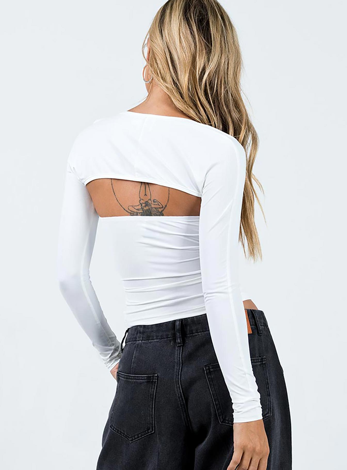 product Princess Polly Full Sleeves Asymmetric Neckline  Moran Two Piece Bolero Top White