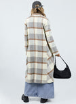 Coat Plaid print Lapel collar Button fastening Twin hip pockets