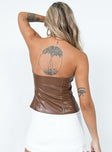 Vest top Faux leather material  Fixed halter neck  Plunging neckline  Lace up front 