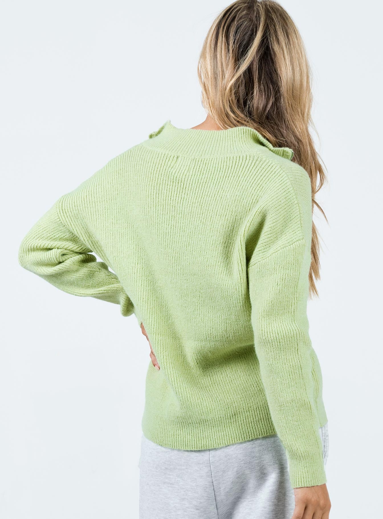 Bessy Knit Sweater Sage Princess Polly  regular 