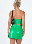 back view of model wearing Princess Polly Zahra PU Mini Skirt Green 