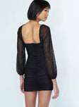 back view of model wearing Princess Polly Sasha Mini Dress Black 