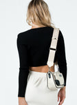 back view of model wearing Princess Polly Loreta Long Sleeve Top Black 