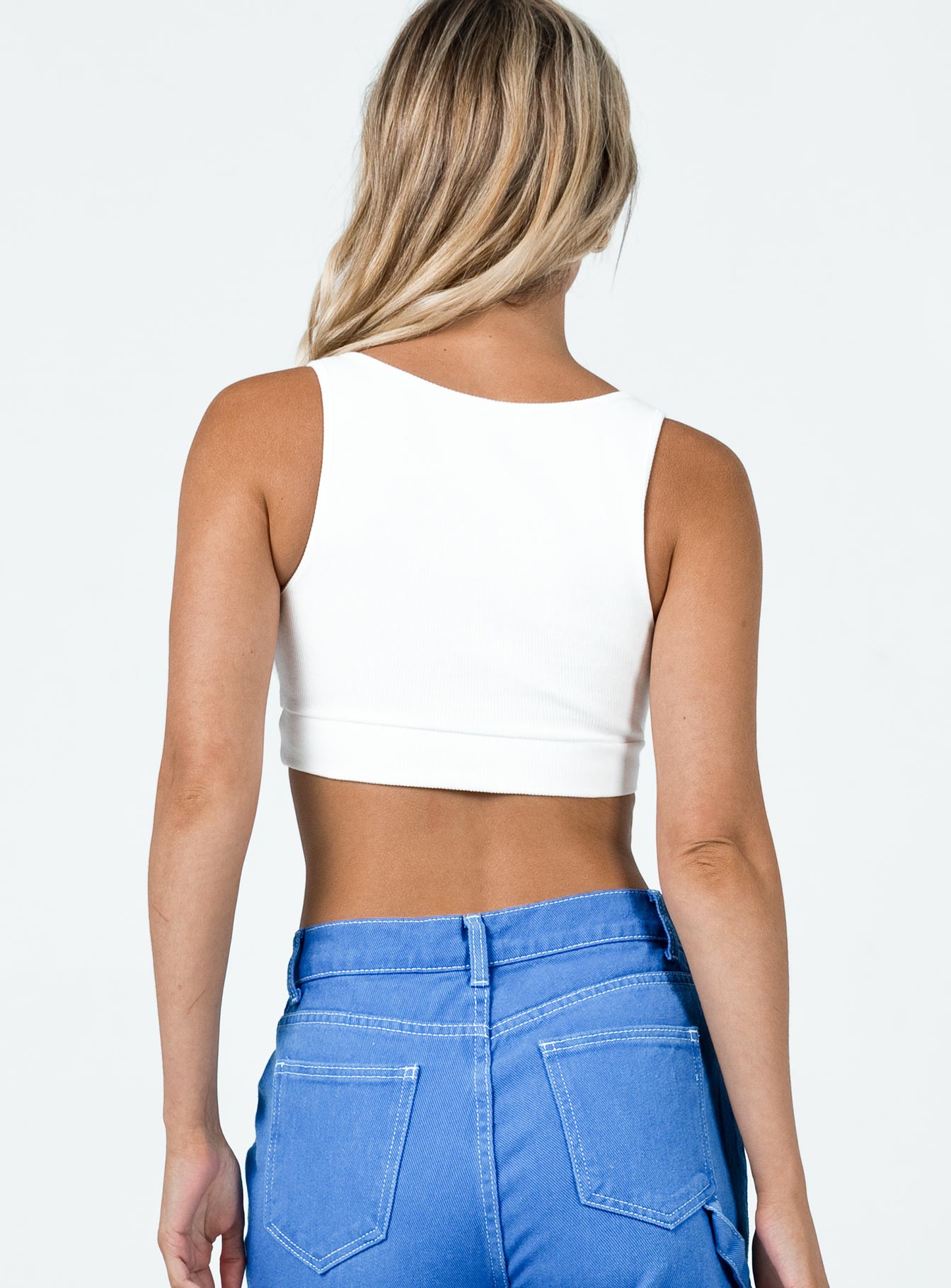 back view of model wearing Princess Polly Candice Top White 