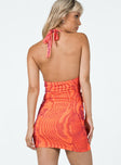 back view of model wearing Princess Polly Arden Mini Dress Orange Multi 