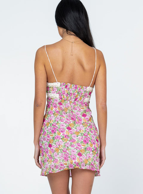 Emilee Mini Dress Floral | Pink | Womens | Princess Polly Emilee Mini Dress Floral | Pink | Womens | Princess Polly