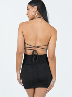 product Princess Polly Asymmetric Neckline  Undiscovered Mini Dress Black Low Impact