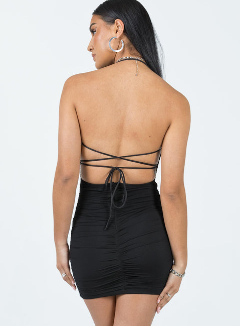 product Princess Polly Asymmetric Neckline  Undiscovered Mini Dress Black Low Impact