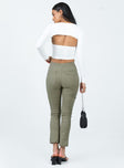 Front view of model wearing  front Princess Polly High Waisted Pants High Waisted Pants High Waisted Pants  In Line Straight Leg Cargo Pants Green