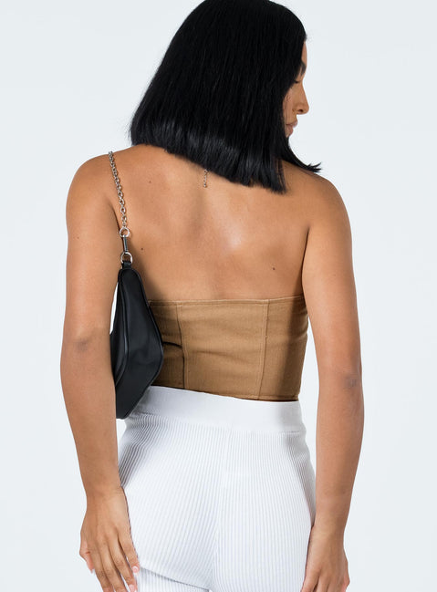 back view of model wearing Princess Polly East Gate Corset Stone 