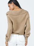 Brihni Oversized Knit Sweater Beige Princess Polly  Cropped 