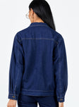 Denim jacket 100% cotton  Dark wash denim  Contrast stitching  Classic collar  Button front fastening  Twin chest pockets 
