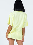 back view of model wearing Princess Polly The Rolling Stones Start Me Up Oversized Tee Green 