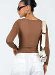 product Princess Polly Full Sleeves Square Neck  Powell Long Sleeve Top Brown