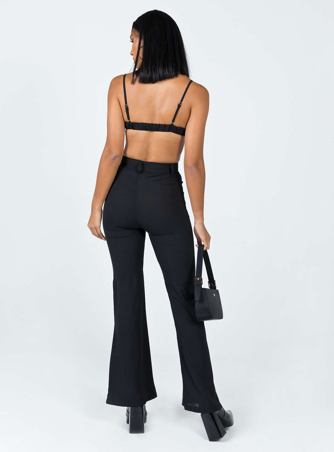 Matching set  Princess Polly Exclusive 100% polyester  Bra top  Adjustable shoulder straps  Padded bust Wired cups  Elasticated backband  High waisted pants  Hook & zip fastening  Twin hip pockets  Belt looped waist  Straight leg 