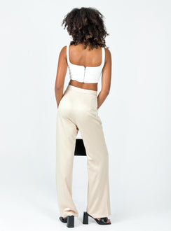 back view of model wearing Princess Polly Vinnie Pants Cream 