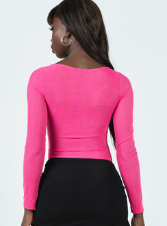 back view of model wearing Princess Polly Leonie Bodysuit Pink Full Sleeves Sweetheart 