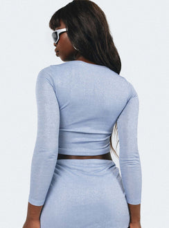 product Princess Polly Sleeveless Sweetheart  Bold Move Long Sleeve Top Blue Lurex