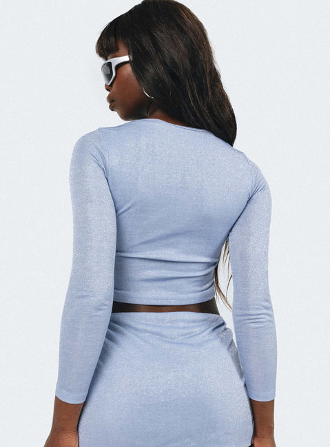 product Princess Polly Sleeveless Sweetheart  Bold Move Long Sleeve Top Blue Lurex