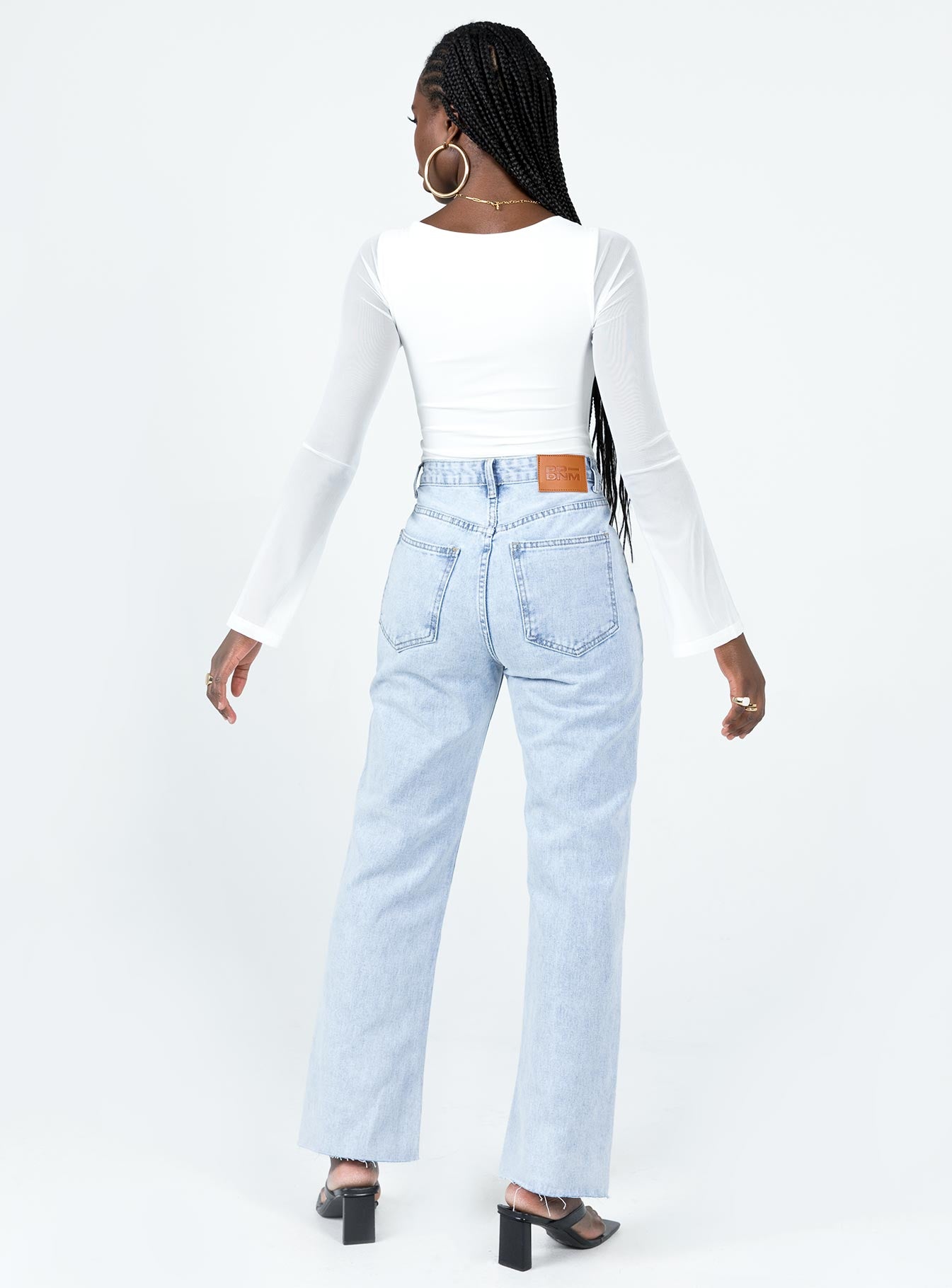 product Princess Polly Mid Rise  Queenstown Straight Leg Jeans Light Wash Denim