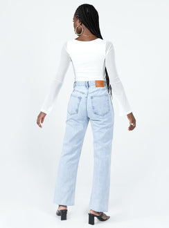 product Princess Polly Mid Rise  Queenstown Straight Leg Jeans Light Wash Denim