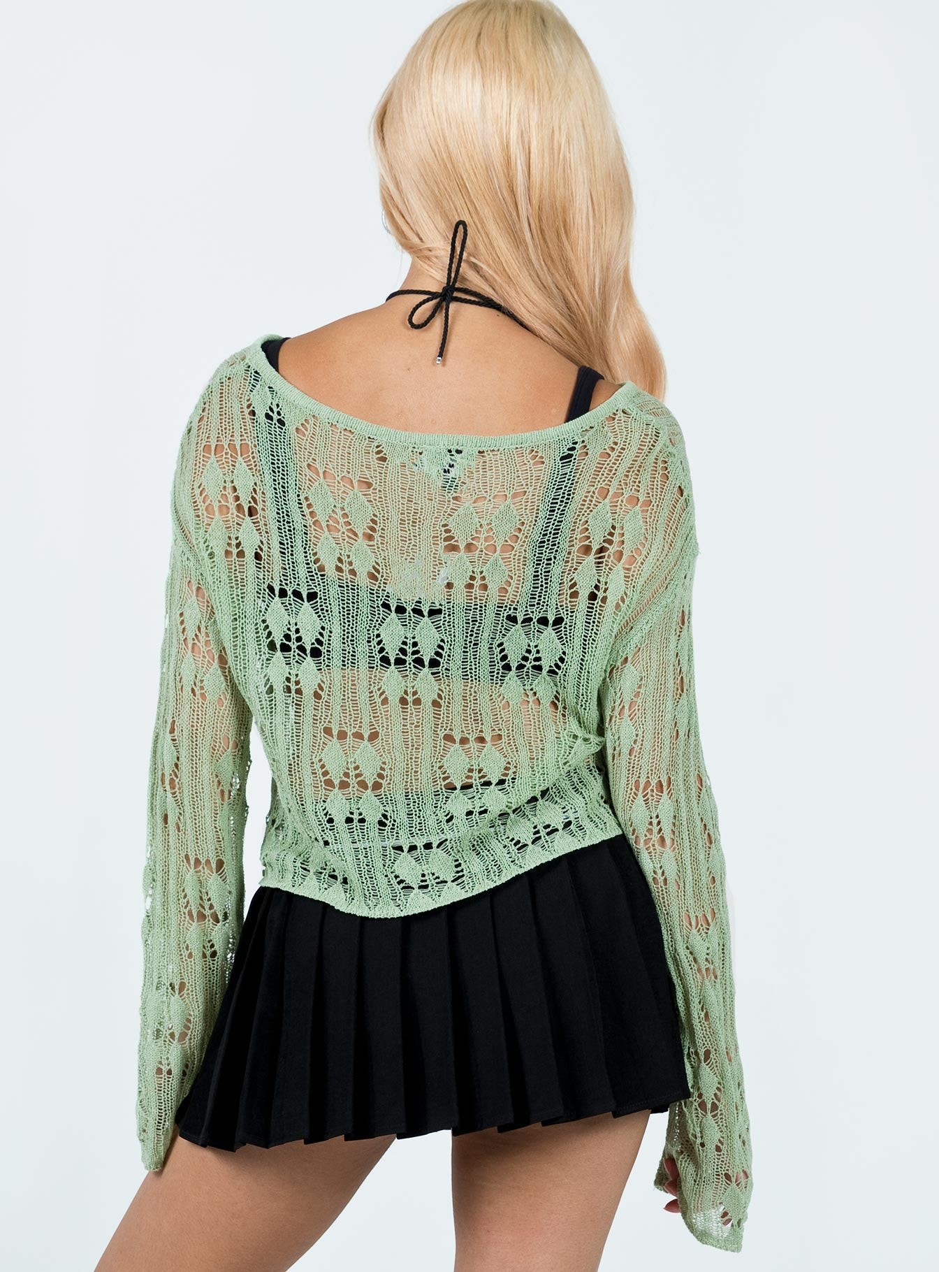 Asher Cropped Sweater Sage Princess Polly  long 