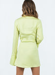 Princess Polly V-Neck  Posy Long Sleeve Mini Dress Green