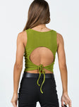 Tank top Soft knit material  Open back  Tie fastening at back 