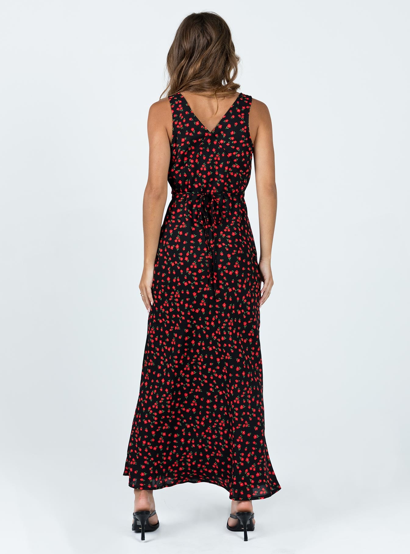 Nellie Maxi Dress Black/Red Floral | Princess Polly Nellie Maxi Dress Black/Red Floral | Princess Polly