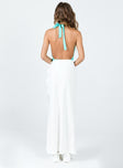 back view of model wearing Princess Polly Anisha Tie Maxi Skirt White Maxi 