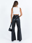 Princess Polly high-rise  Valla Faux Leather Flare Pants Black