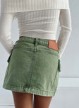 Zakai Cargo Denim Mini Skirt Green Princess Polly  Mini 