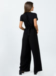 Jumpsuit Tie front fastening  Cut out midriff  Elasticated waistband  Wide leg 
