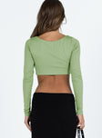 product Princess Polly Full Sleeves Square Neck  Aden Long Sleeve Twist Top Green