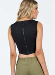 Crop top Square neckline Zip fastening at back Slight stretch Fully lined 