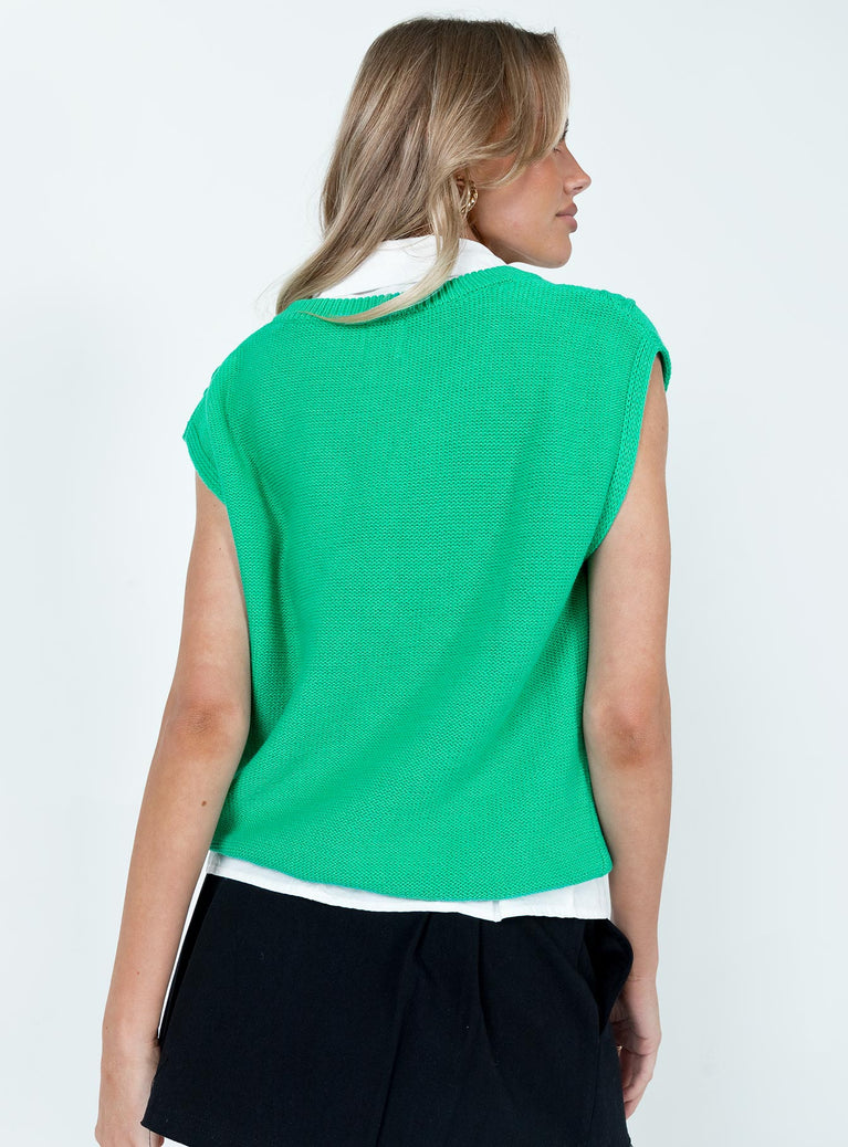 Cotton Carey Sweater Vest Green