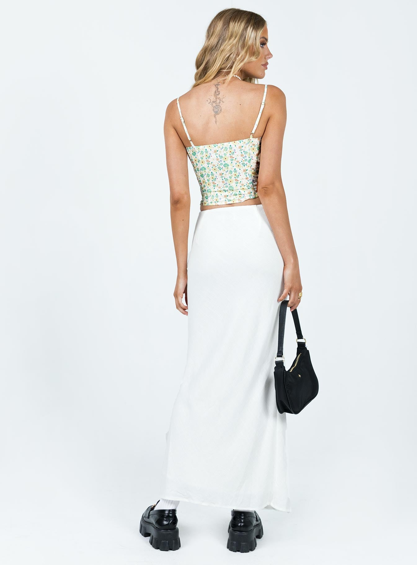 White and gold outlet maxi skirt