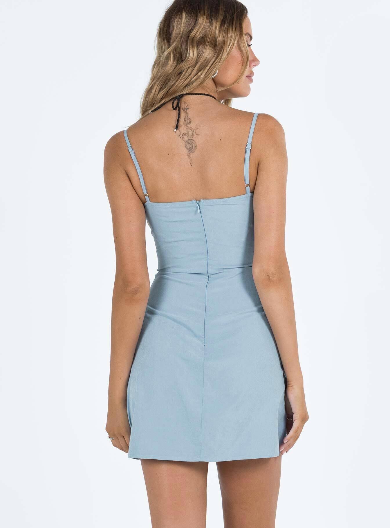 Kenzie Mini Dress Dusty Blue | Princess Polly Kenzie Mini Dress Dusty Blue | Princess Polly