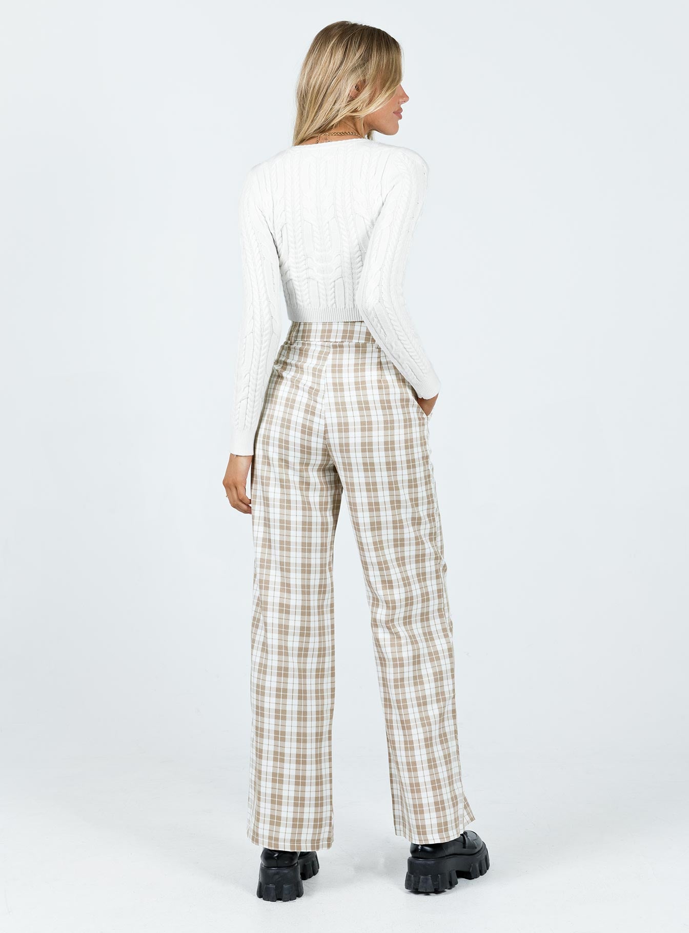 Archer Pants Beige Plaid