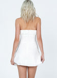 back view of model wearing Princess Polly Katarina Mini Dress White Square Neck 