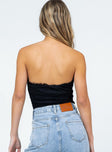 back view of model wearing Princess Polly Elysia Bodysuit Black Sleeveless Sweetheart 