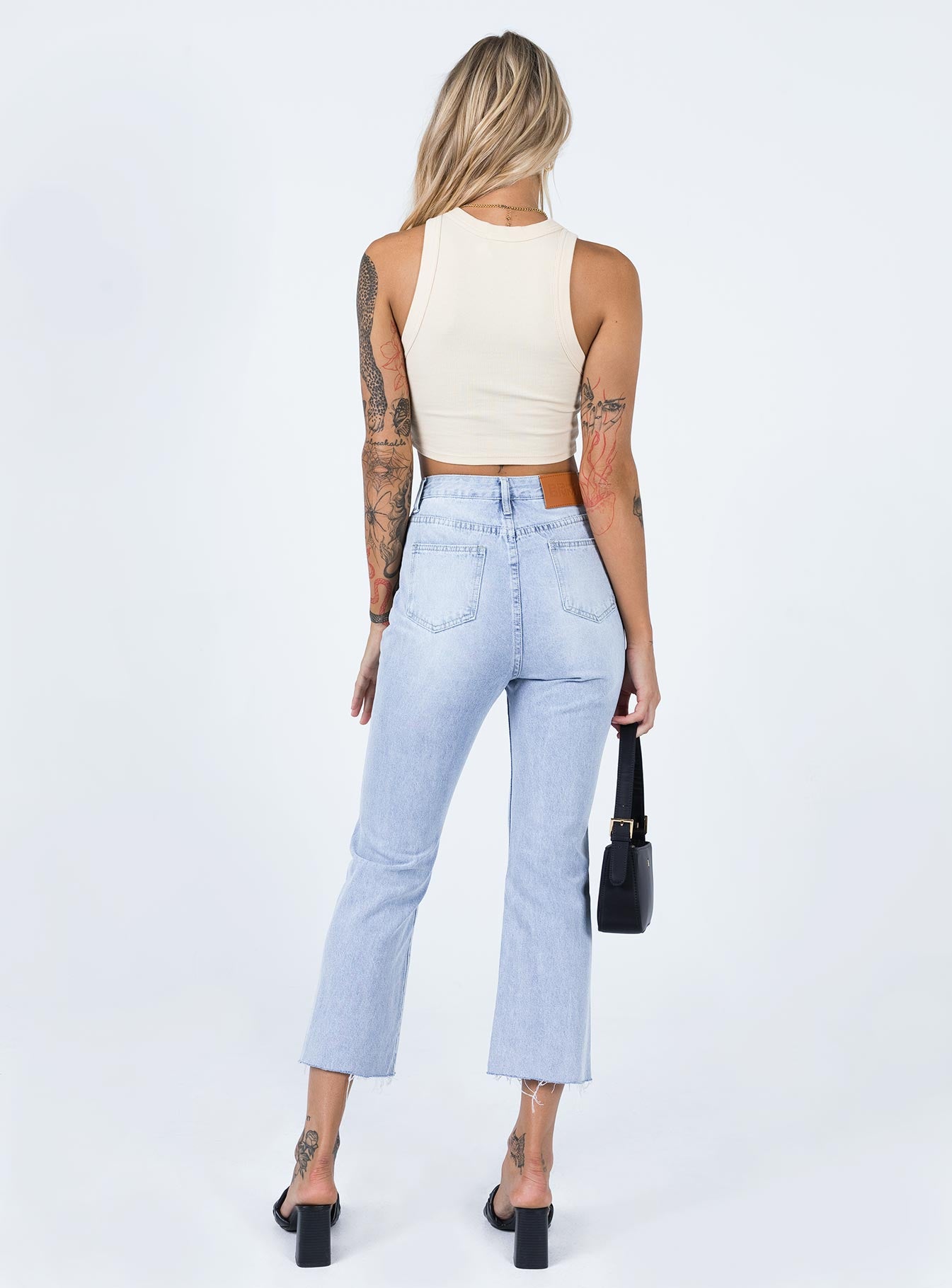 product Princess Polly High Waisted  Angela Cropped Jeans Light Wash Denim